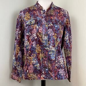 Christopher & Banks Multicolor Abstract Print Button Down Jacket XL Cotton
